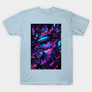 Neon eye closeup of a cyborg T-Shirt